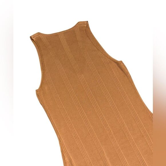 L’ANGENCE X REVOLVE Josephine v neck ribbed v neck tan stretchy dress sz medium - Picture 6 of 9